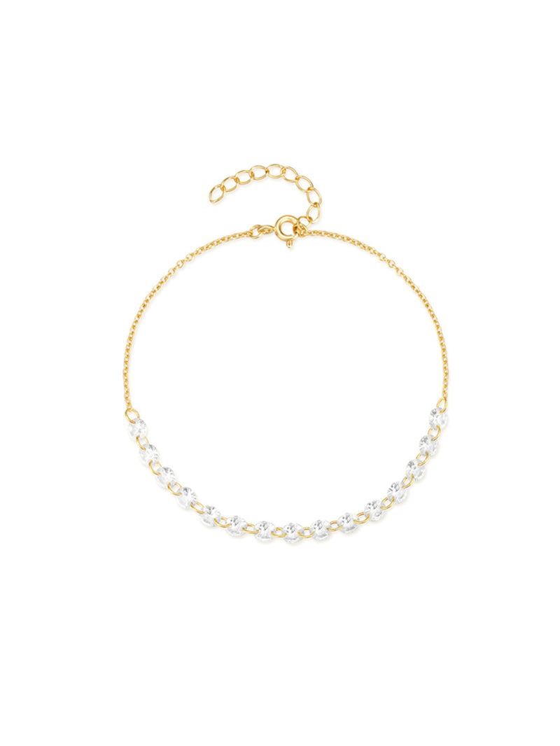 925 Sterling Silver Minimalist Zircon Chain Bracelet