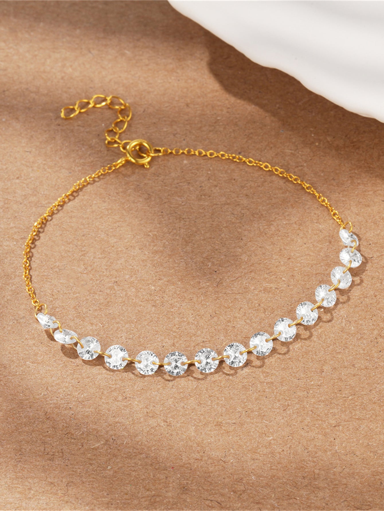 925 Sterling Silver Minimalist Zircon Chain Bracelet