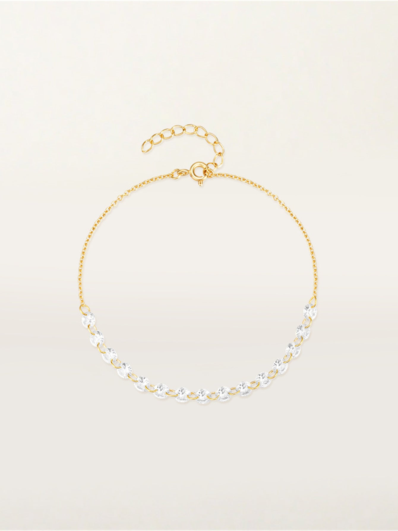 925 Sterling Silver Minimalist Zircon Chain Bracelet