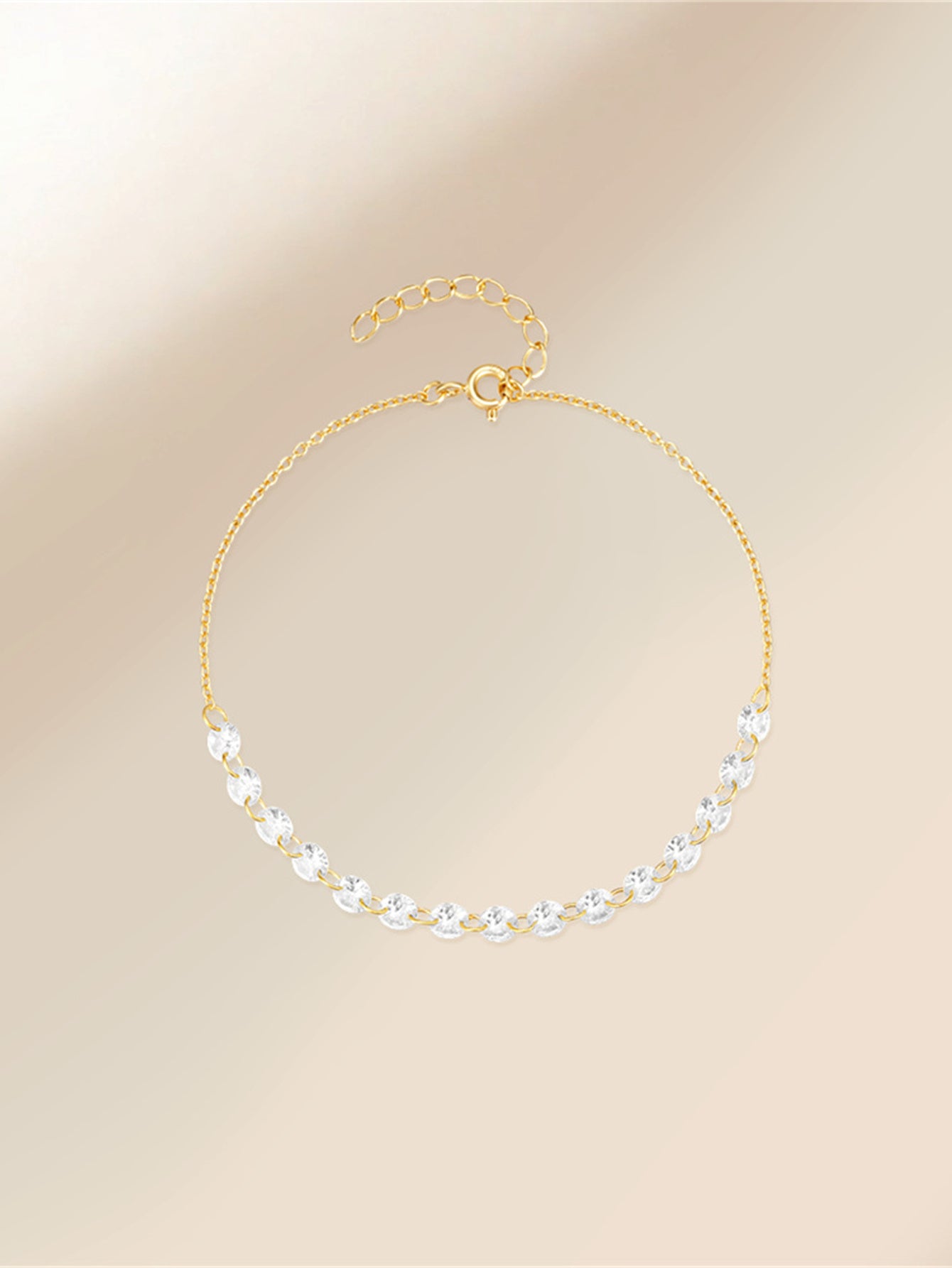 925 Sterling Silver Minimalist Zircon Chain Bracelet