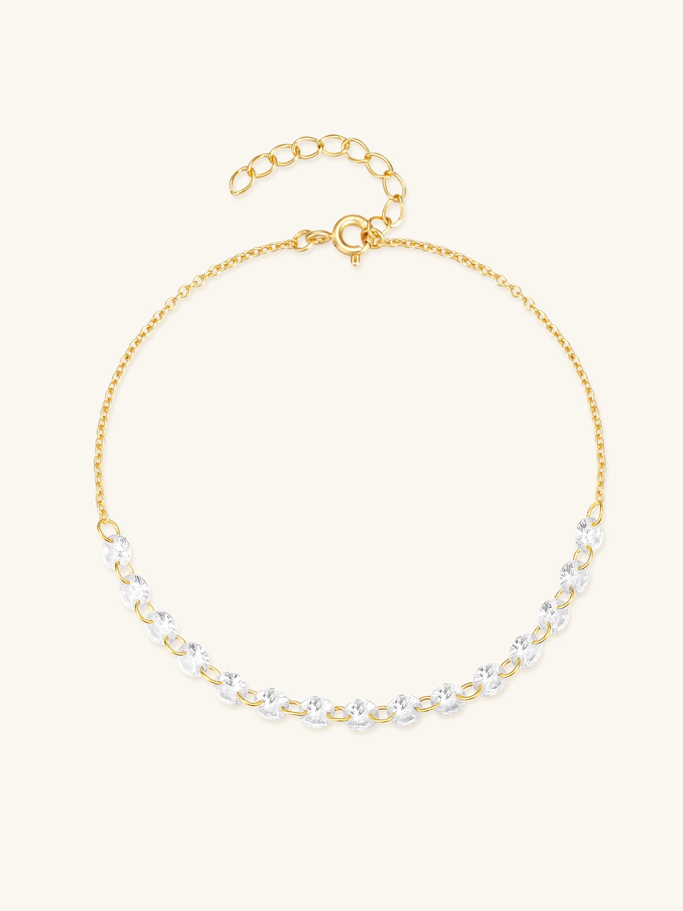 925 Sterling Silver Minimalist Zircon Chain Bracelet