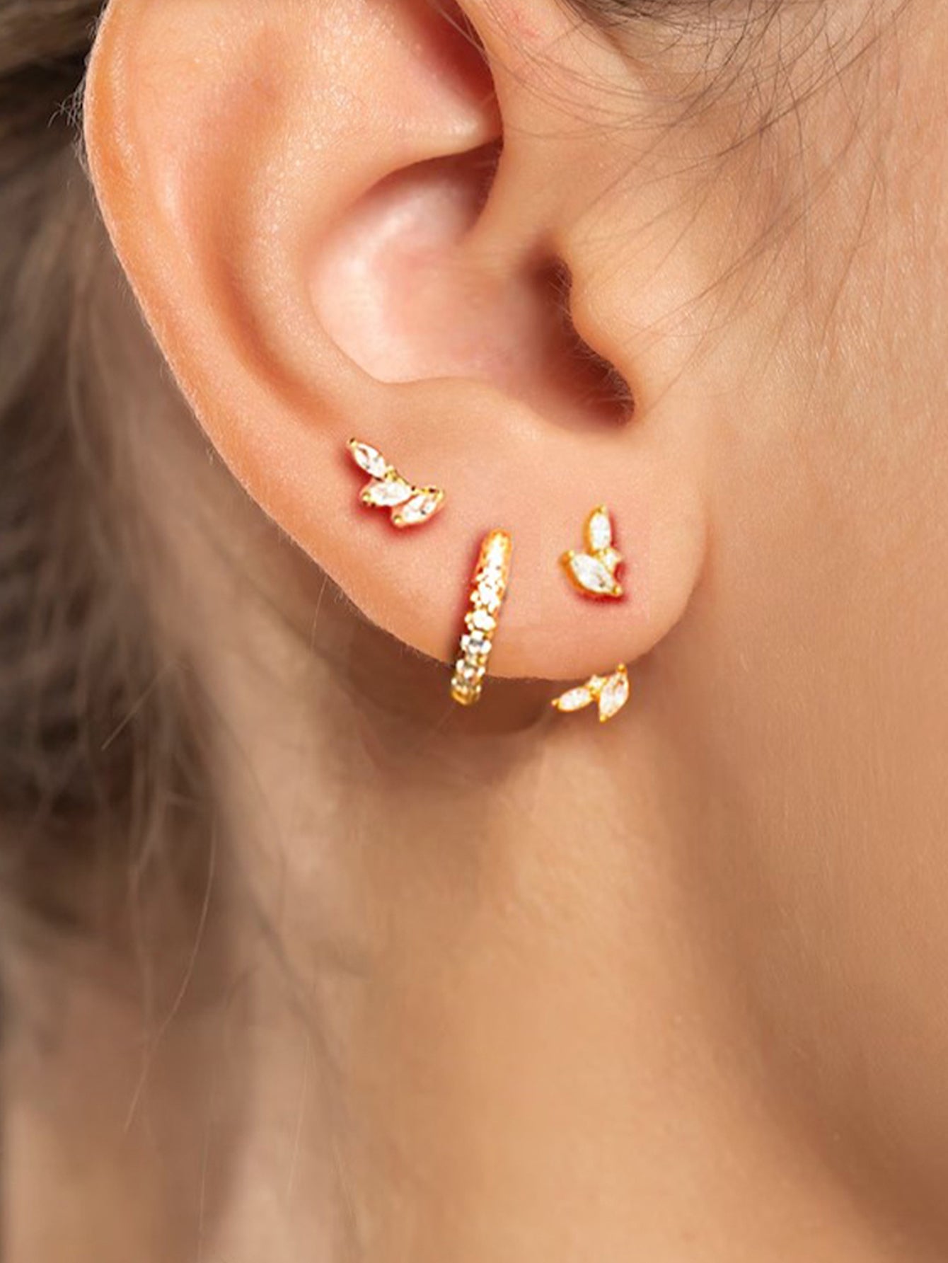 925 Sterling Silver Marquise Zircon Huggie Earring Set
