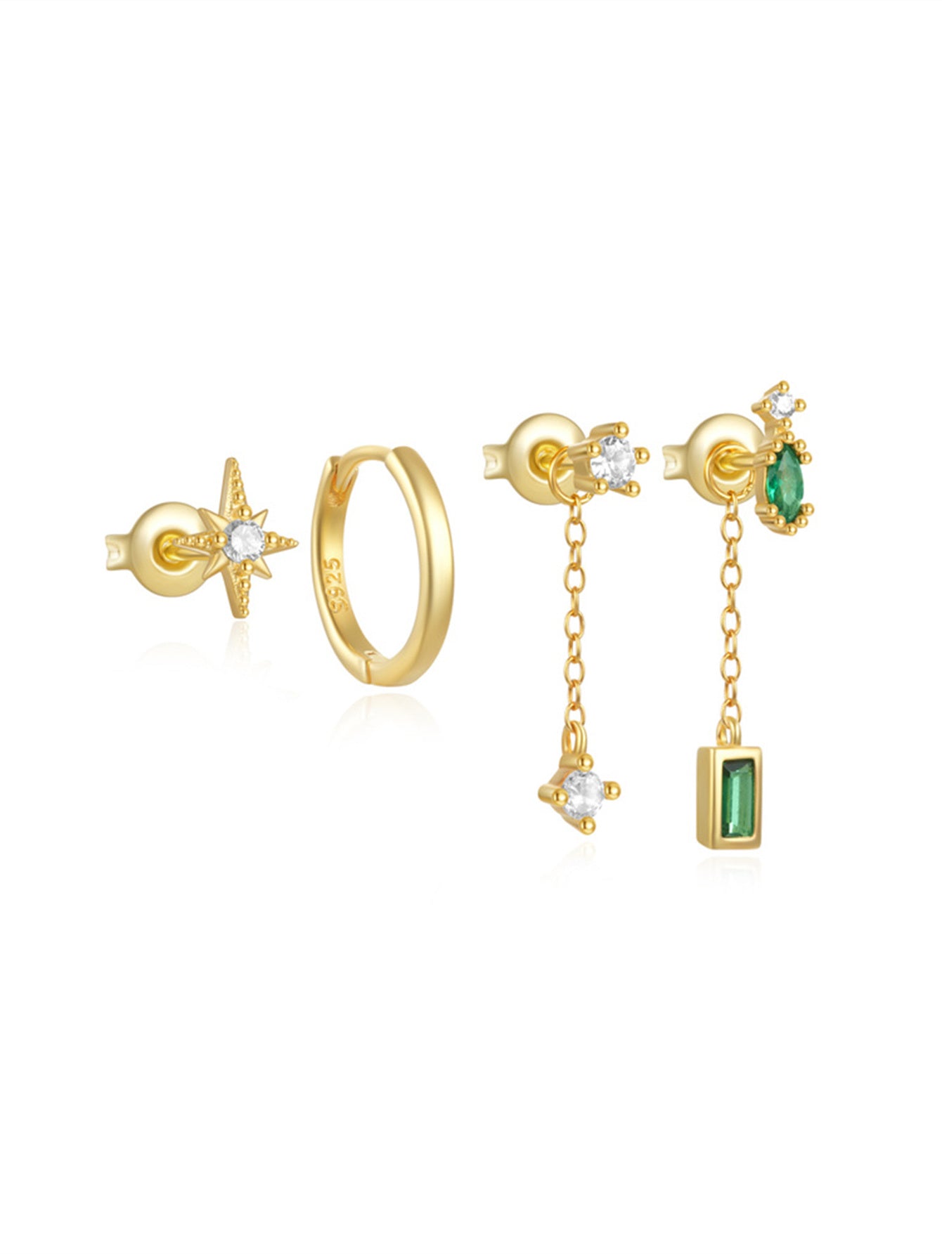 925 Sterling Silver Celestial Mismatch Earrings Set