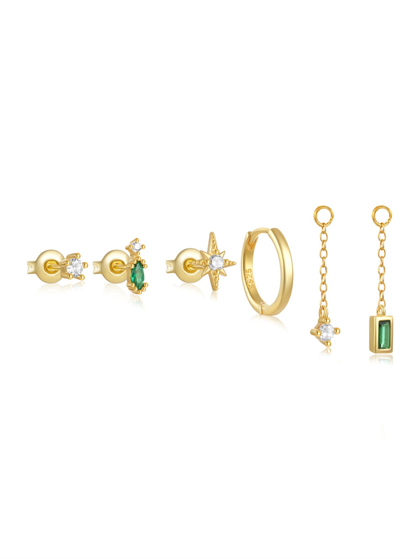925 Sterling Silver Celestial Mismatch Earrings Set