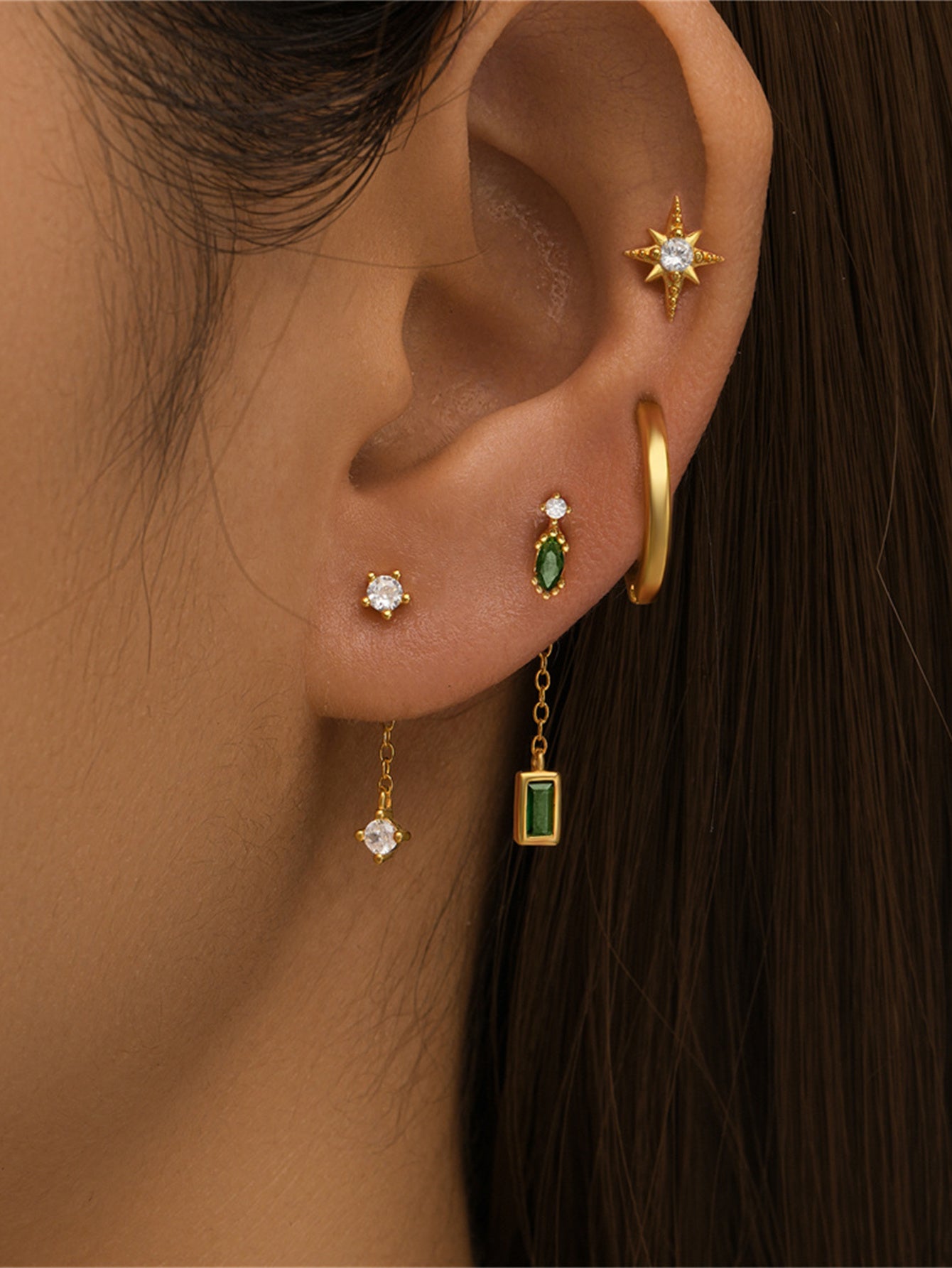925 Sterling Silver Celestial Mismatch Earrings Set