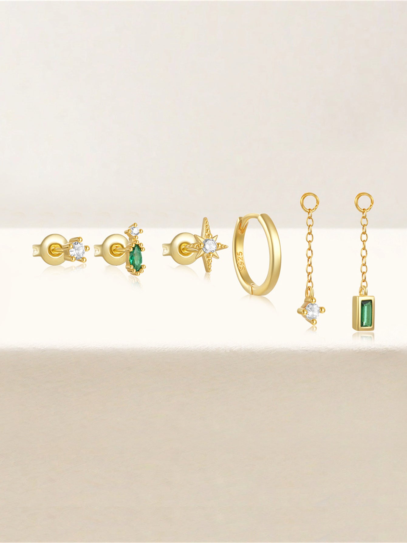 925 Sterling Silver Celestial Mismatch Earrings Set