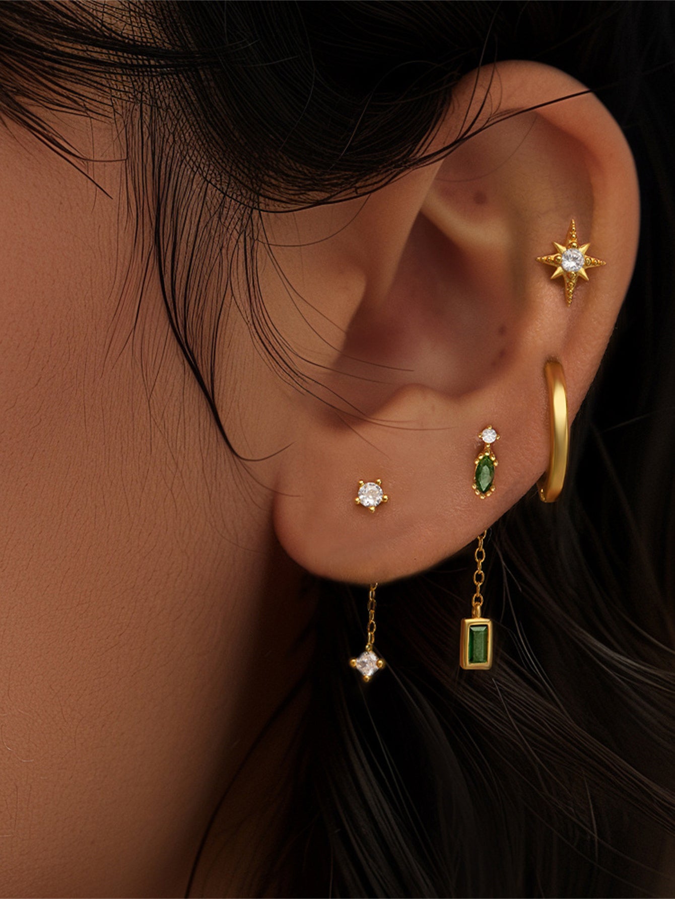 925 Sterling Silver Celestial Mismatch Earrings Set