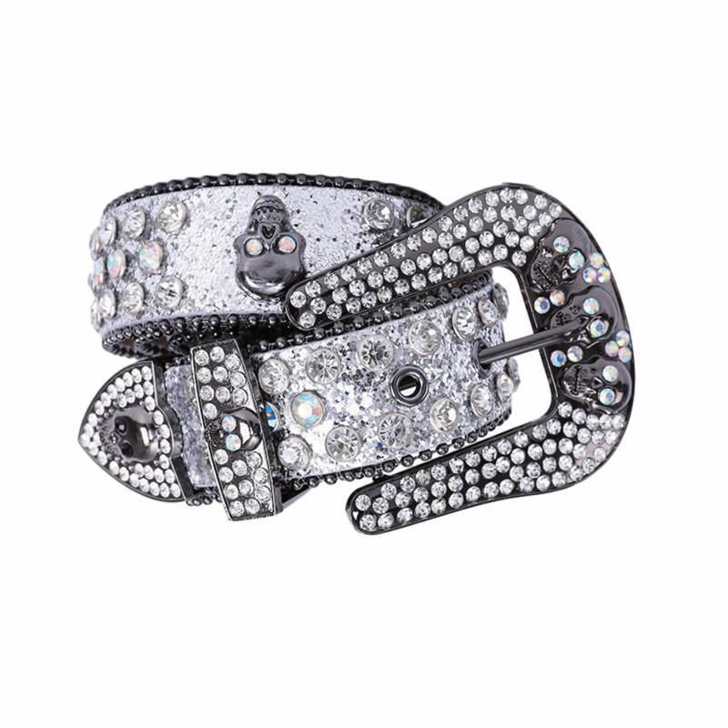 LoopStone Punk Skull Burst Flash Rhinestone Versatile Rivet Belt