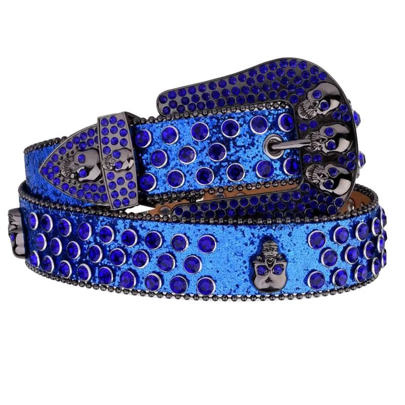 LoopStone Punk Skull Burst Flash Rhinestone Versatile Rivet Belt