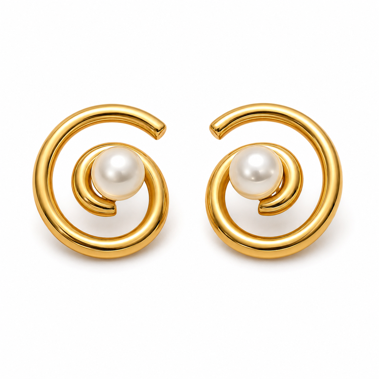 Elegant Titanium Pearl Floral Drop Earrings