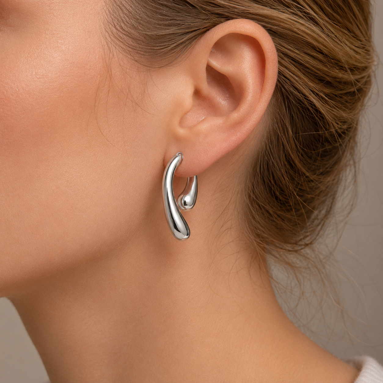 Titanium Minimalist Sculptural Open Drop Earrings