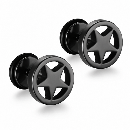 Titanium Star Flat Back Stud Earrings