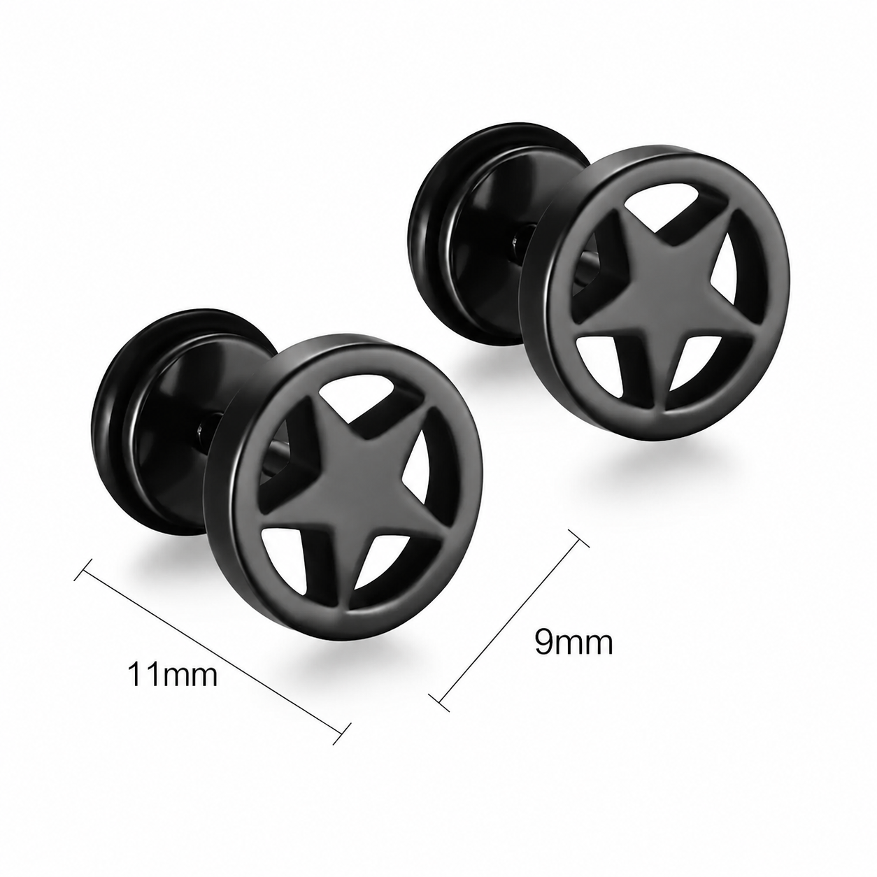 Titanium Star Flat Back Stud Earrings