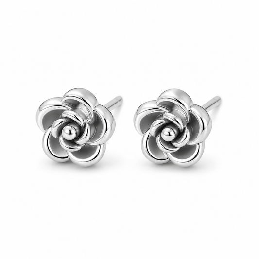 Titanium Mini Rose Stud Earrings