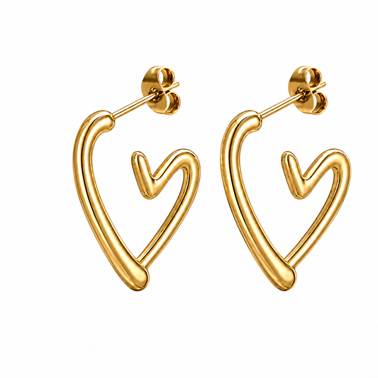 Titanium Minimalist Open Heart Hoop Earrings