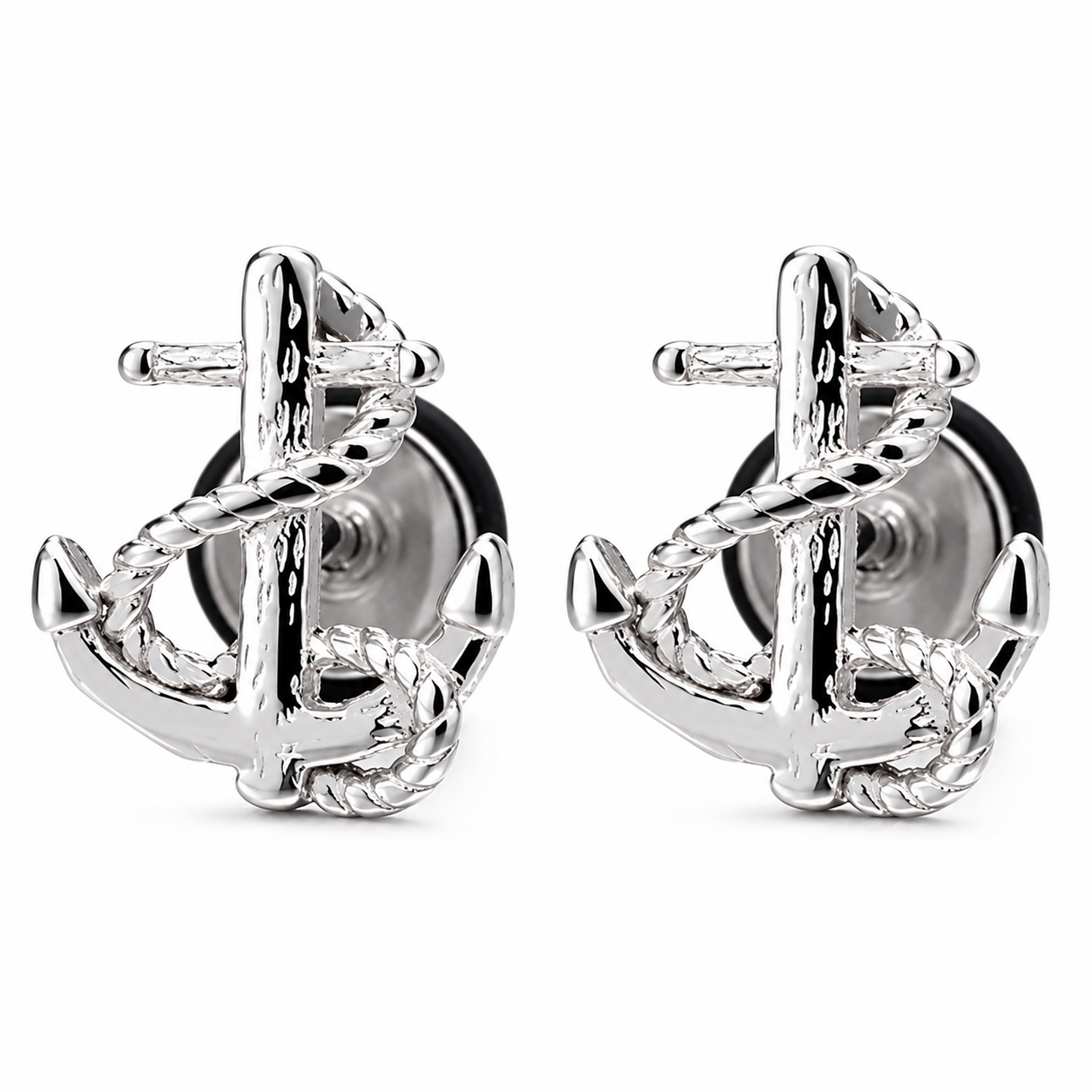 Titanium Nautical Anchor Stud Earrings
