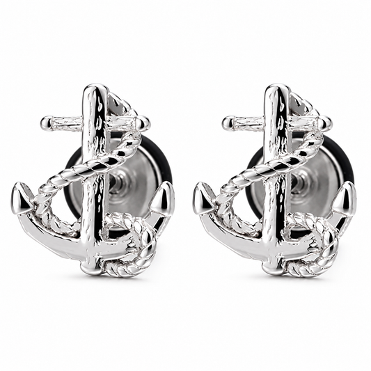 Titanium Nautical Anchor Stud Earrings