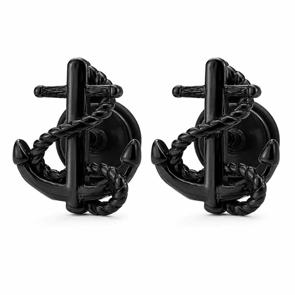 Titanium Nautical Anchor Stud Earrings