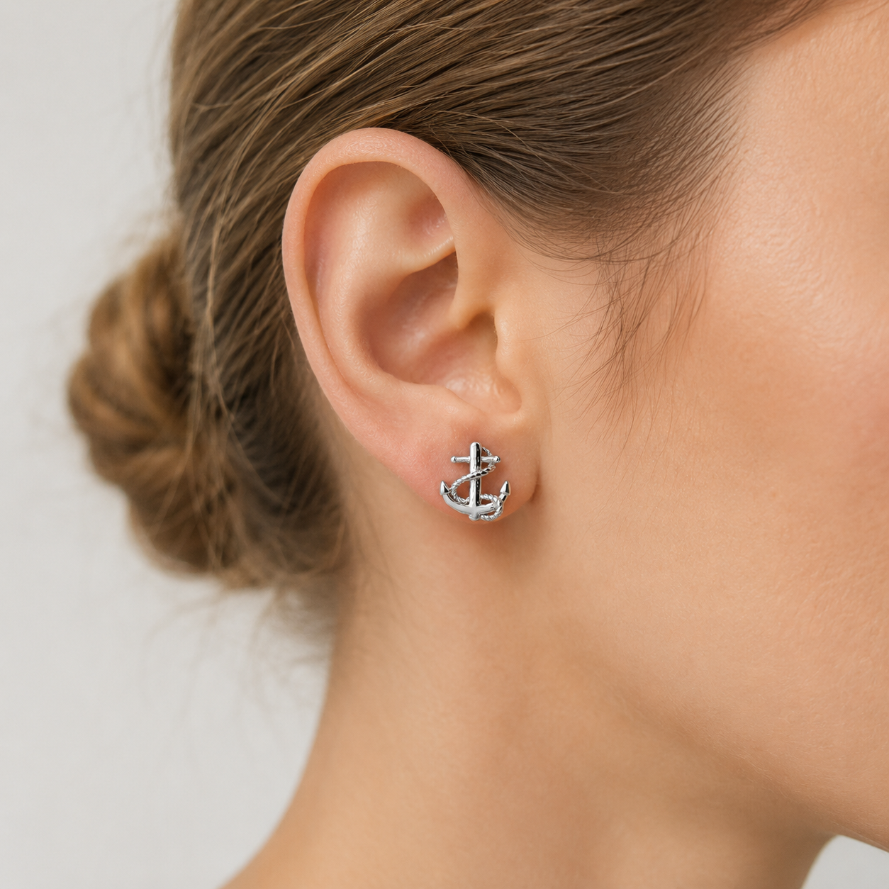 Titanium Nautical Anchor Stud Earrings
