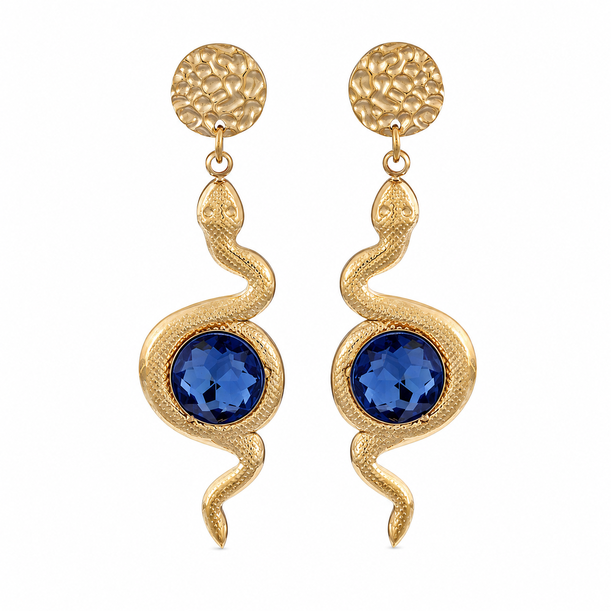 Titanium Snake Drop Earrings with Zirconia