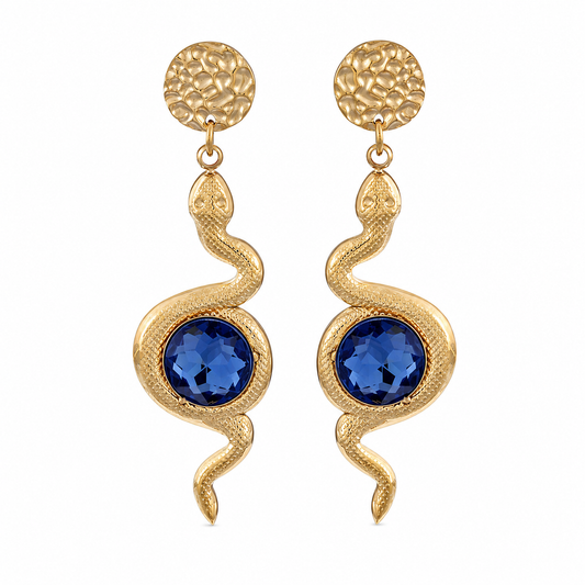 Titanium Snake Drop Earrings with Zirconia