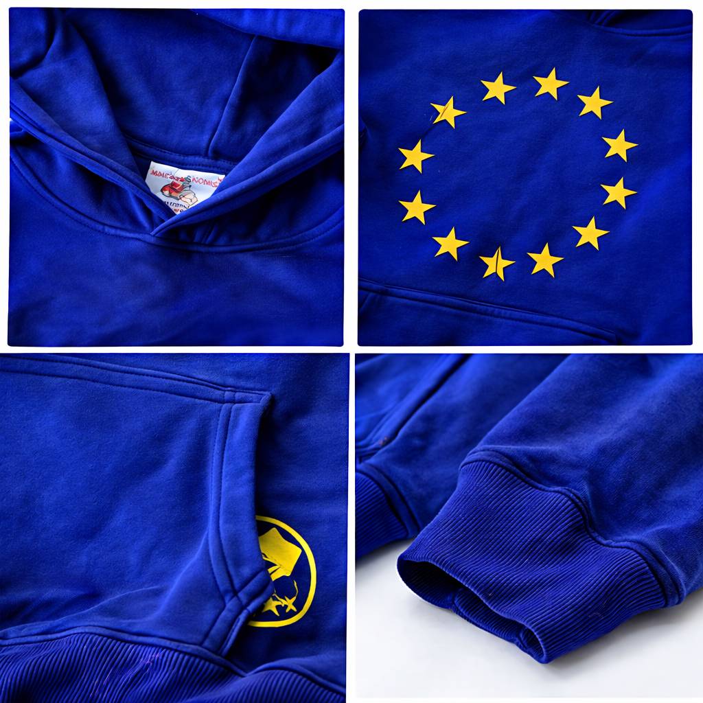 EU Stars Hoodie – Minimal Graphic Streetwear Pullover (Unisex)