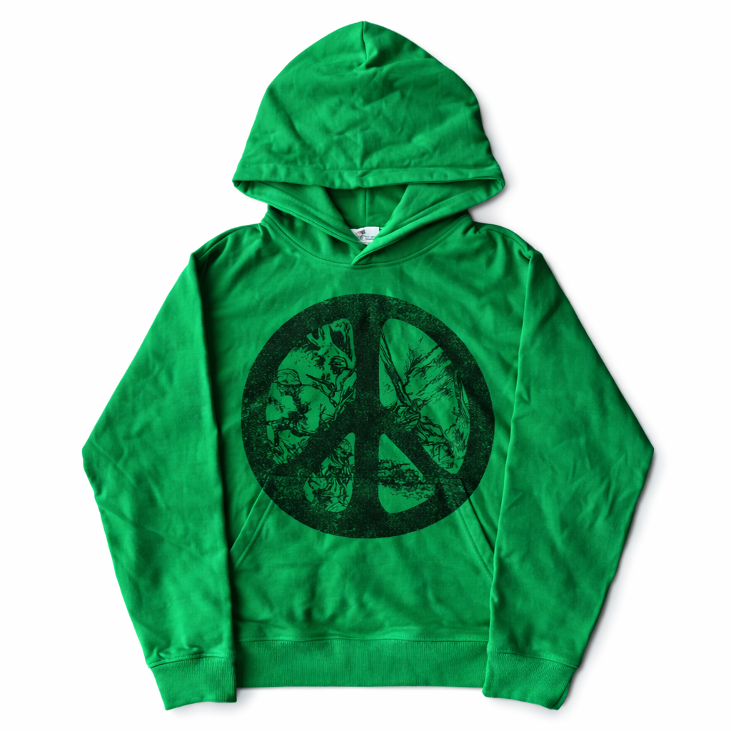 Peace Symbol Graphic Hoodie – Vintage Washed Streetwear Pullover (Unisex)