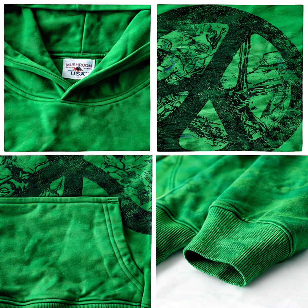 Peace Symbol Graphic Hoodie – Vintage Washed Streetwear Pullover (Unisex)