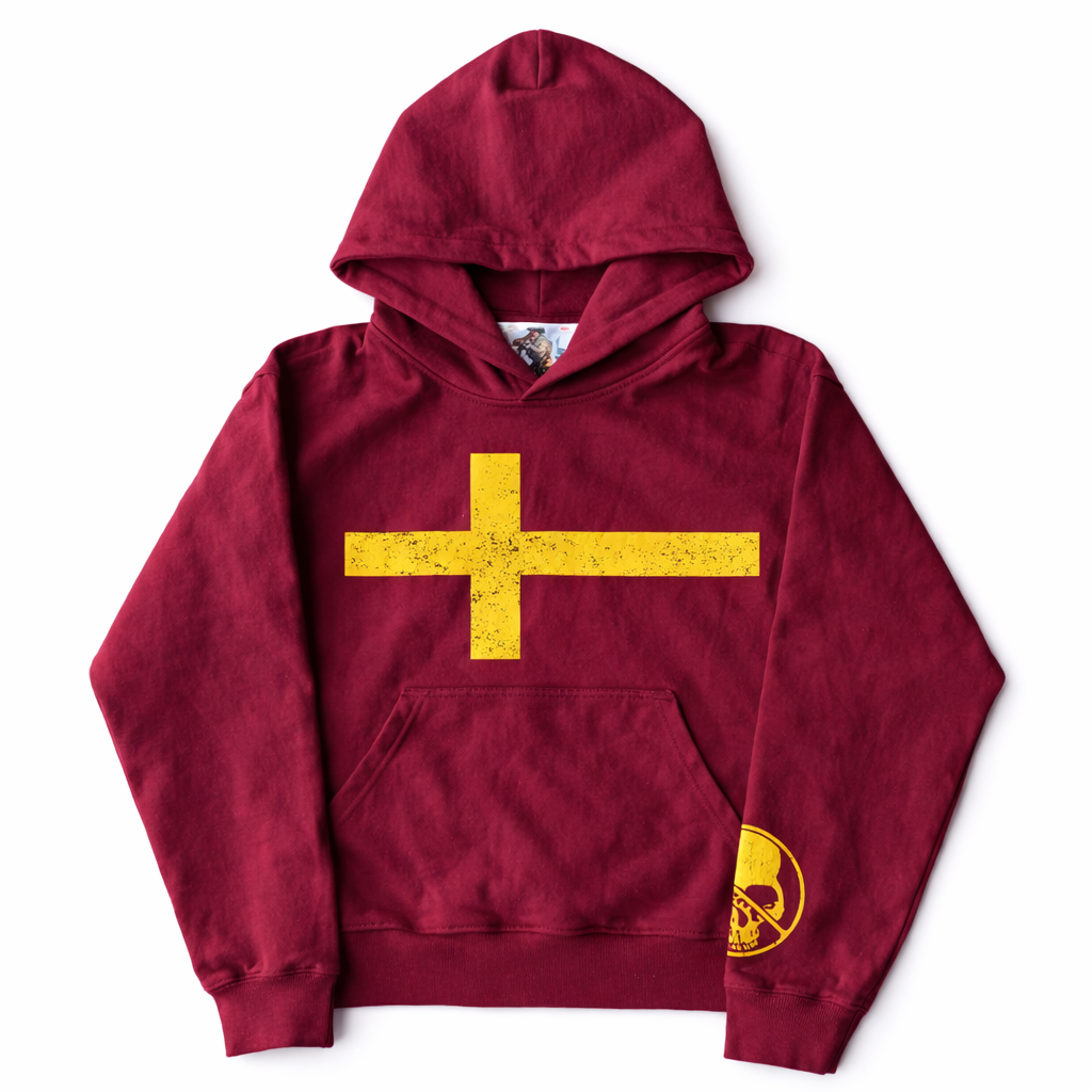 Cross Graphic Hoodie – Vintage Washed Streetwear Pullover (Unisex)