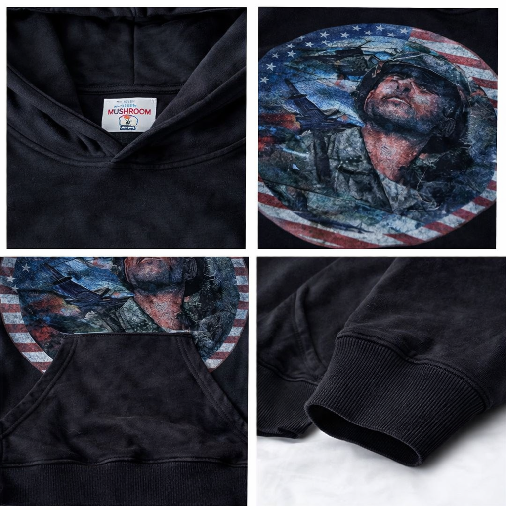 Vintage Soldier Graphic Hoodie – Washed Streetwear Pullover (Unisex)