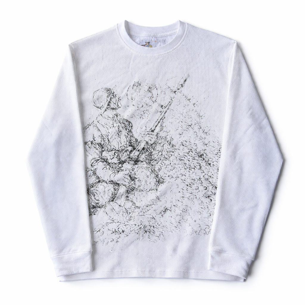 Vintage Sketch Waffle Long Sleeve – Textured Streetwear Tee (Unisex)