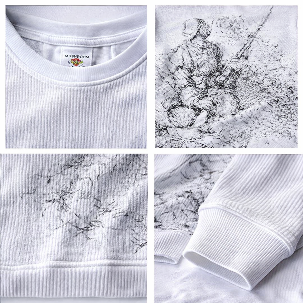 Vintage Sketch Waffle Long Sleeve – Textured Streetwear Tee (Unisex)