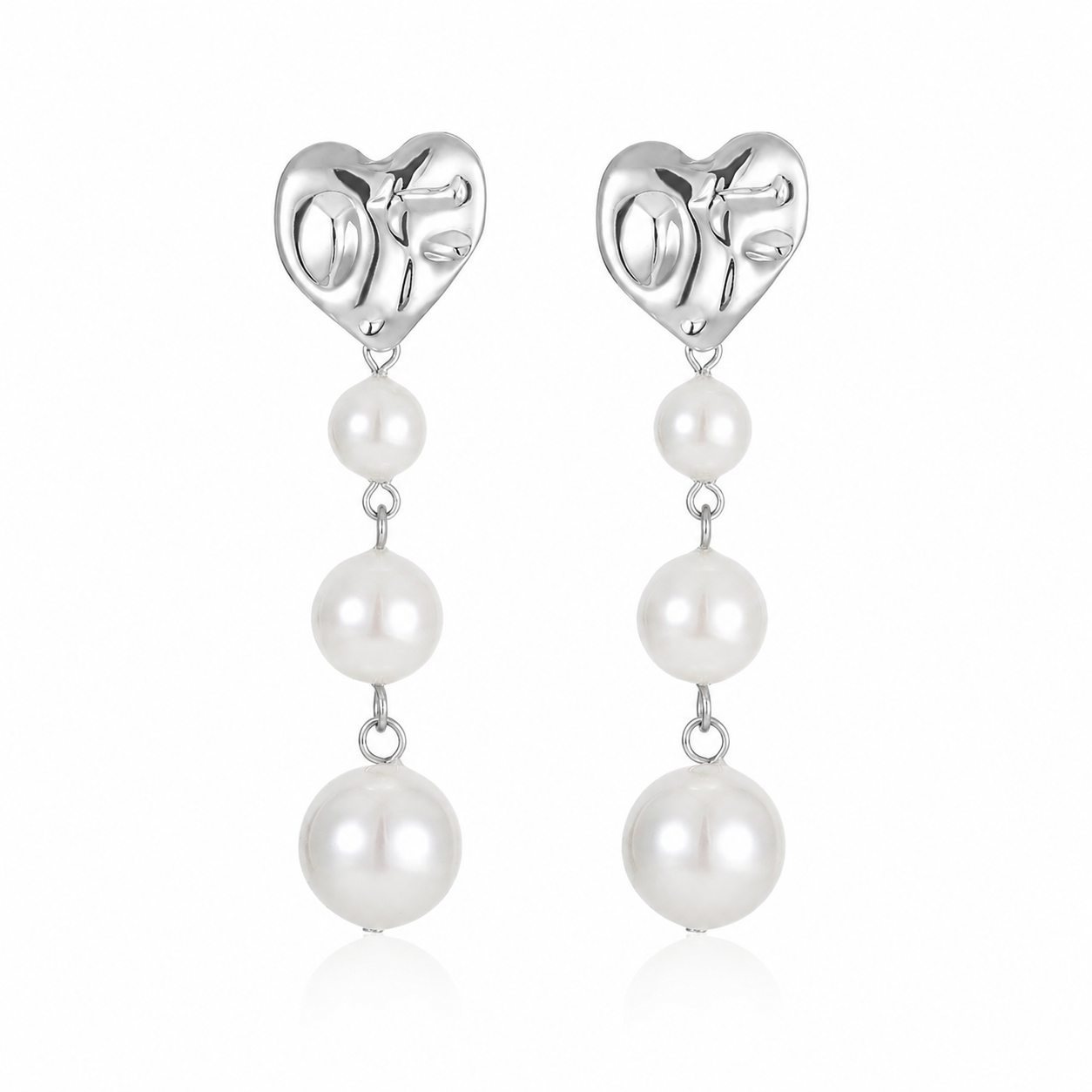 Titanium Triple Pearl Drop Earrings