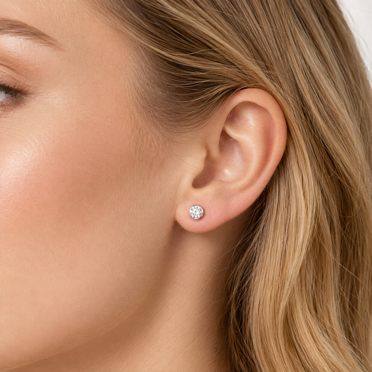 Titanium Round Zirconia Screw Back Stud Earrings
