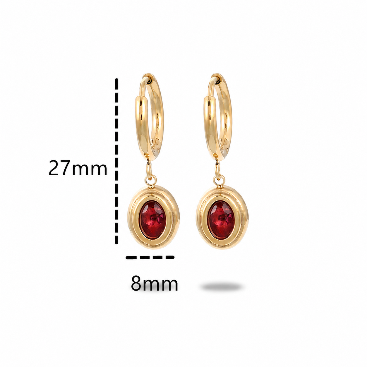Titanium Steel Zircon Oval Drop Hoop Earrings
