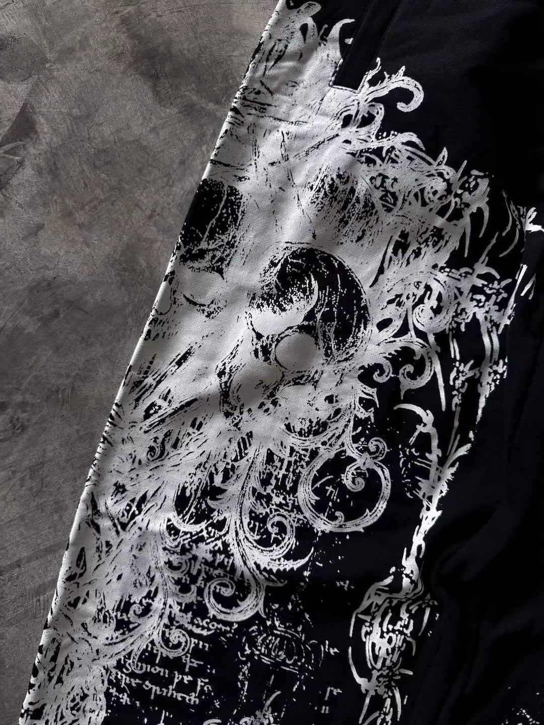Gothic Skull Cross Wide-Leg Pants
