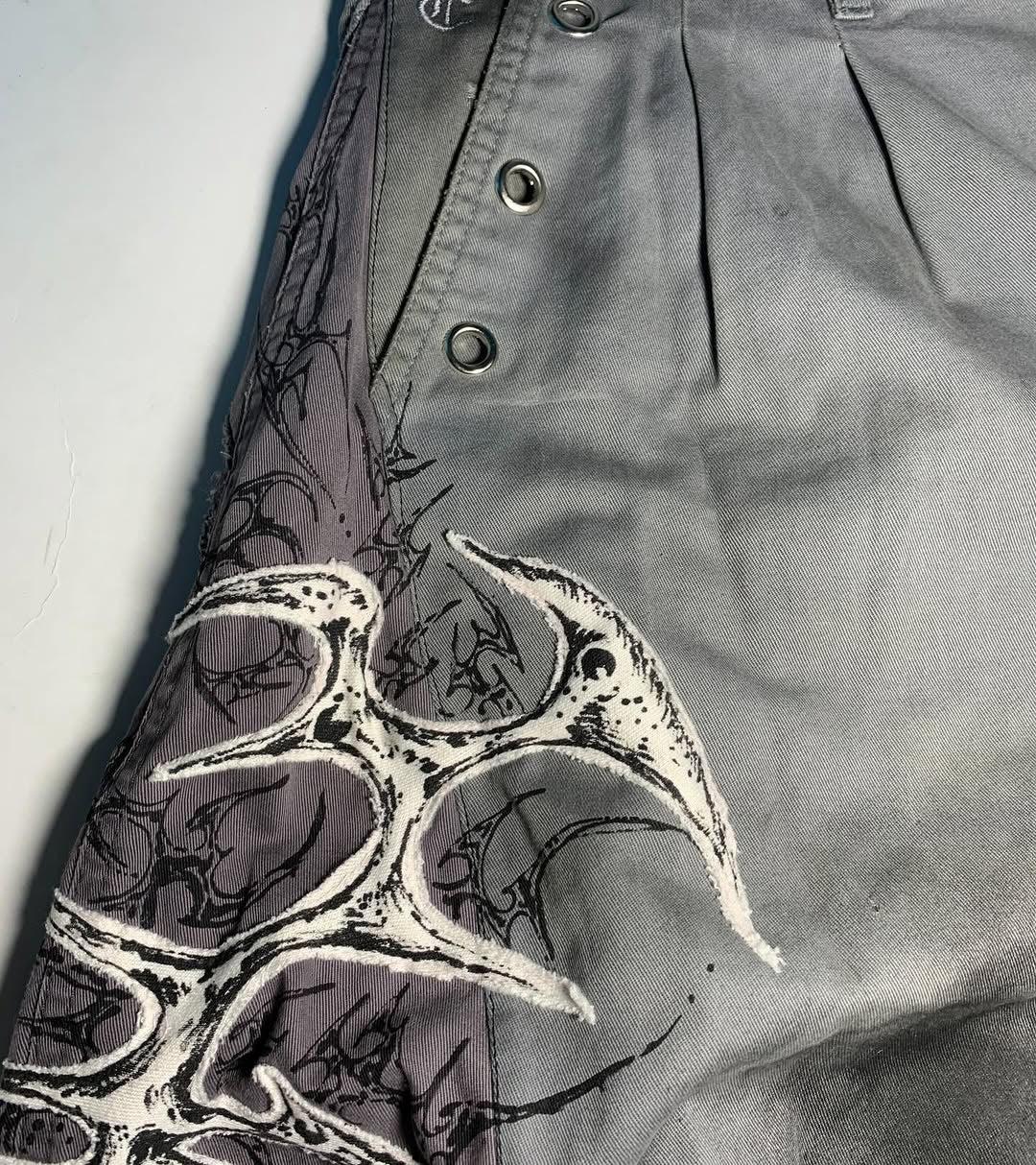 Y2K Distressed Skull Cross Baggy Pants