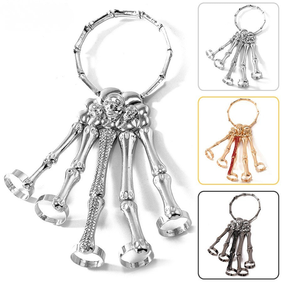 Skull Hand Armor Ring Set (Gothic Statement Jewelry)