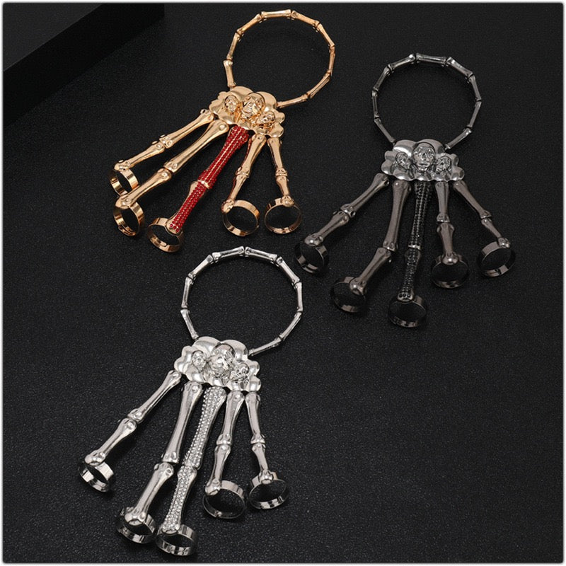 Skull Hand Armor Ring Set (Gothic Statement Jewelry)