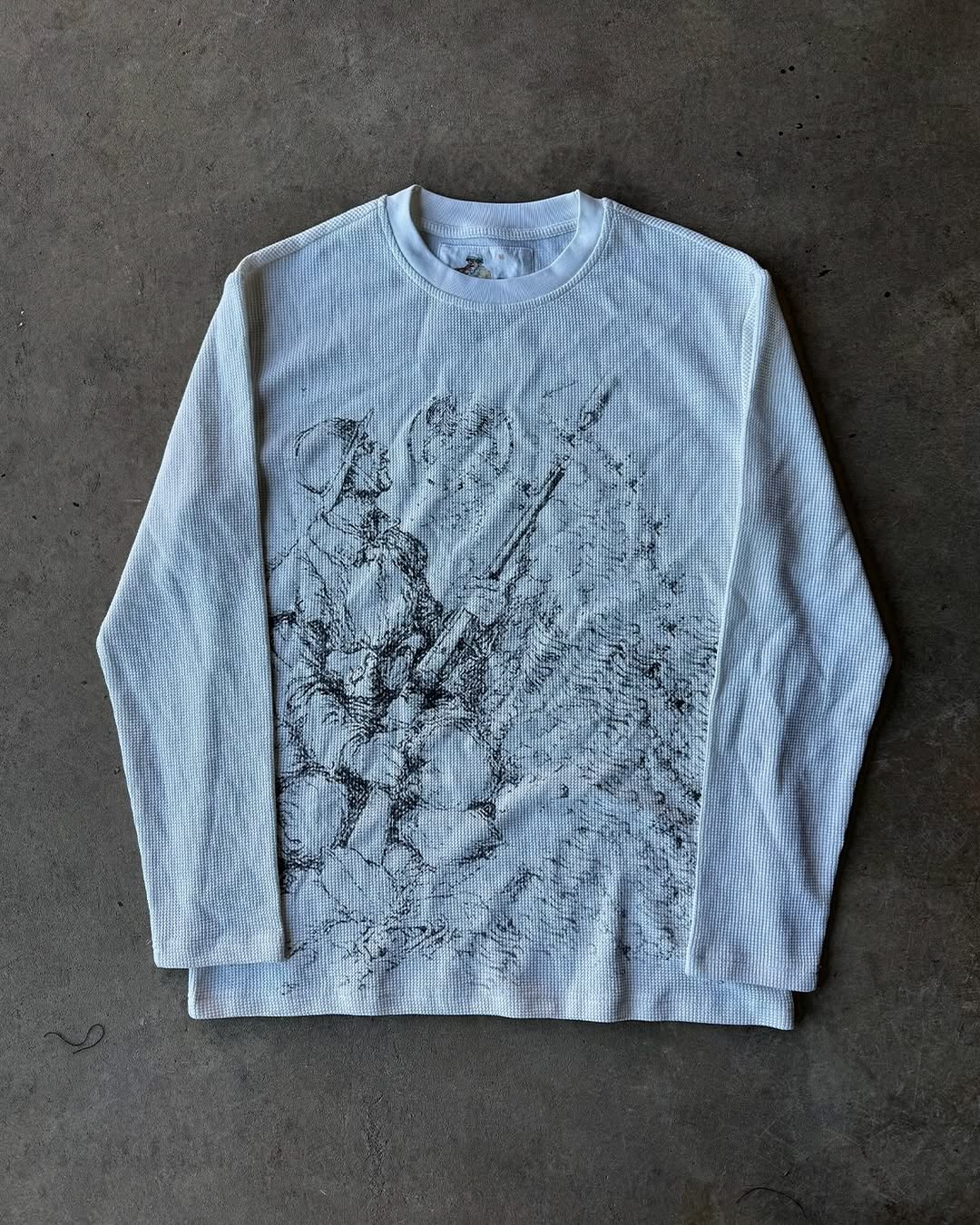 Vintage Sketch Waffle Long Sleeve – Textured Streetwear Tee (Unisex)