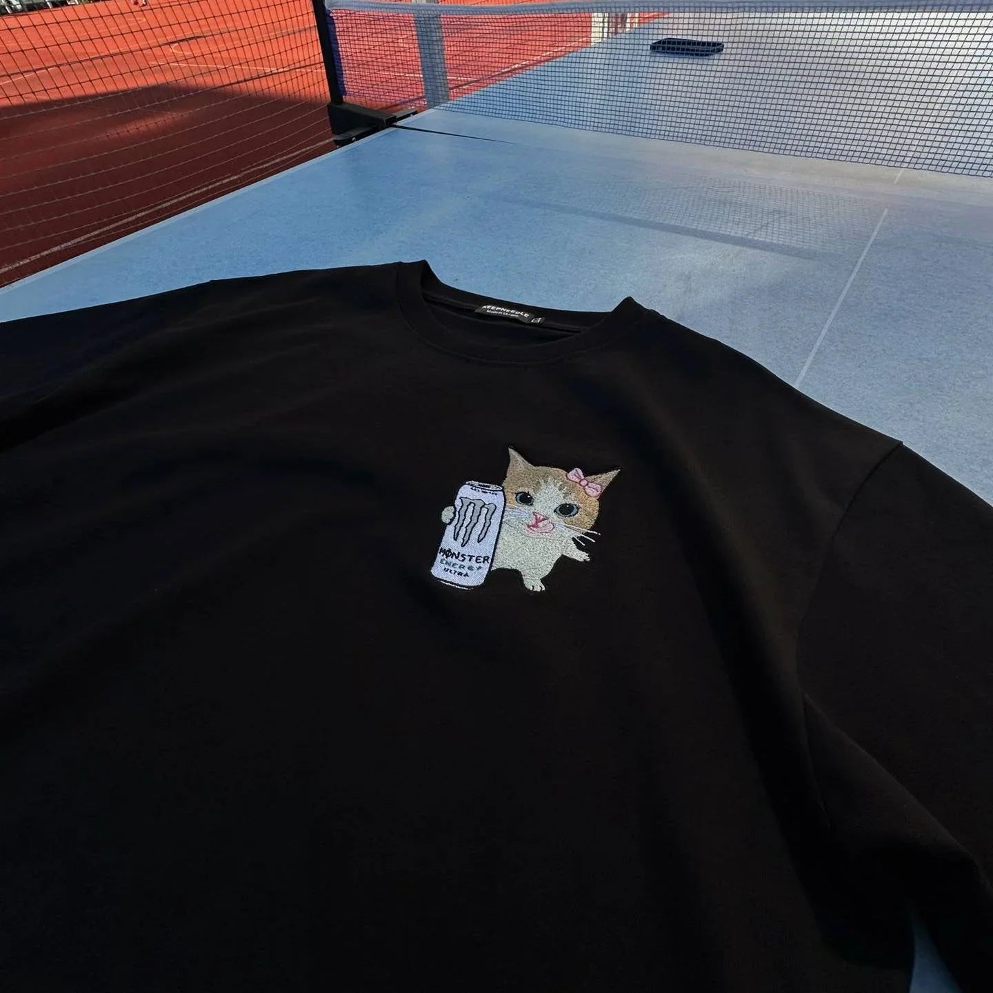 Aoklok & Evokyn Meowster Energy T-shirt Sweatshirt Hoodie（Black）