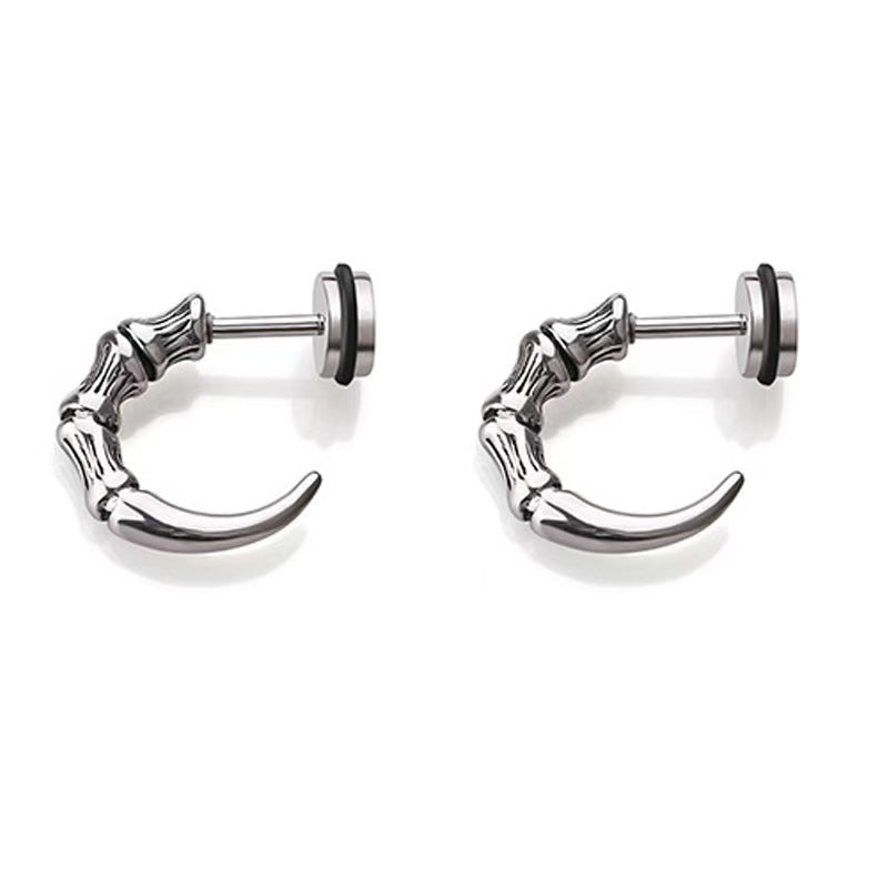 Titanium Punk Claw Hoop Stud Earrings