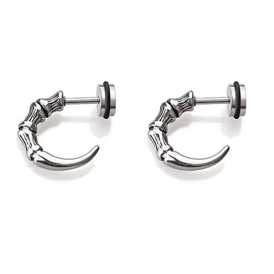 Titanium Punk Claw Hoop Stud Earrings