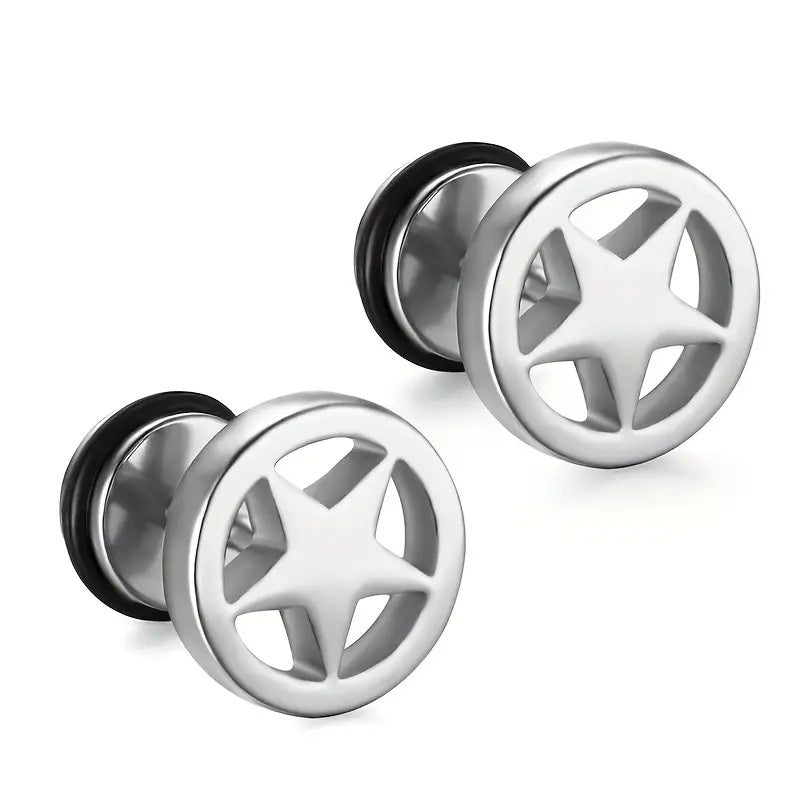 Titanium Star Flat Back Stud Earrings