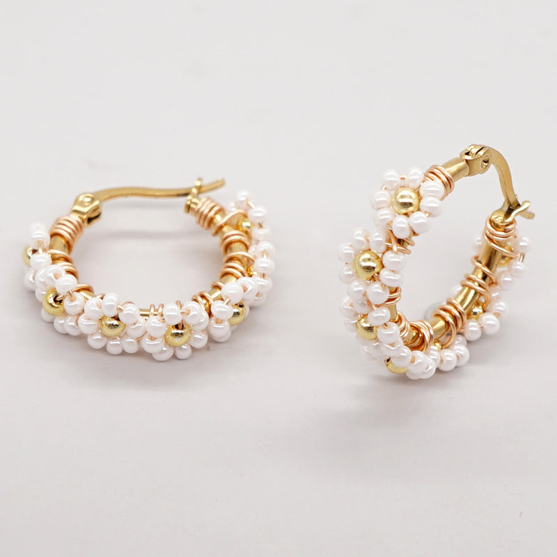 925 Silver Handmade Glass Flower Hoop Earrings