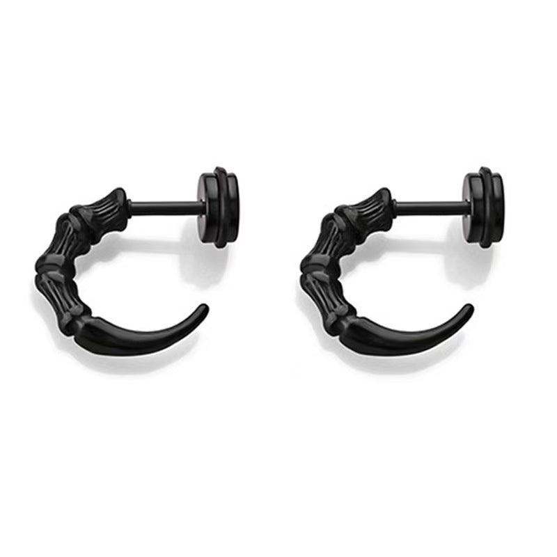 Titanium Punk Claw Hoop Stud Earrings