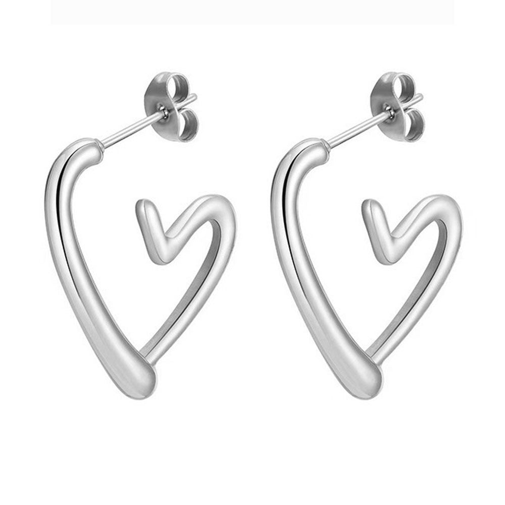 Titanium Minimalist Open Heart Hoop Earrings