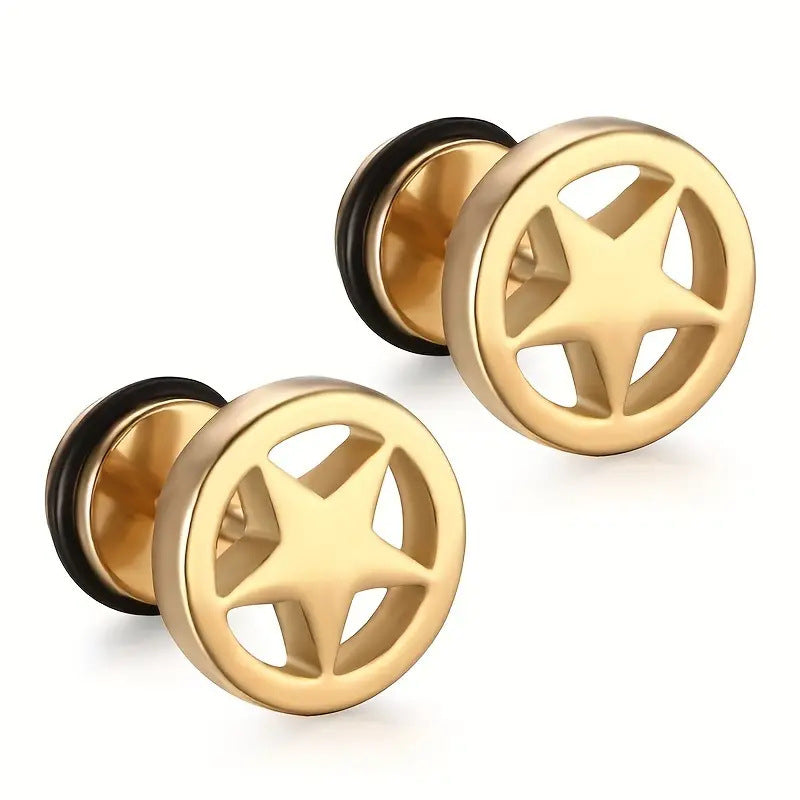 Titanium Star Flat Back Stud Earrings