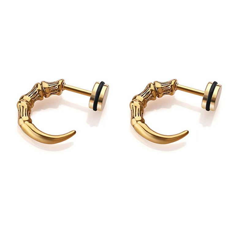 Titanium Punk Claw Hoop Stud Earrings