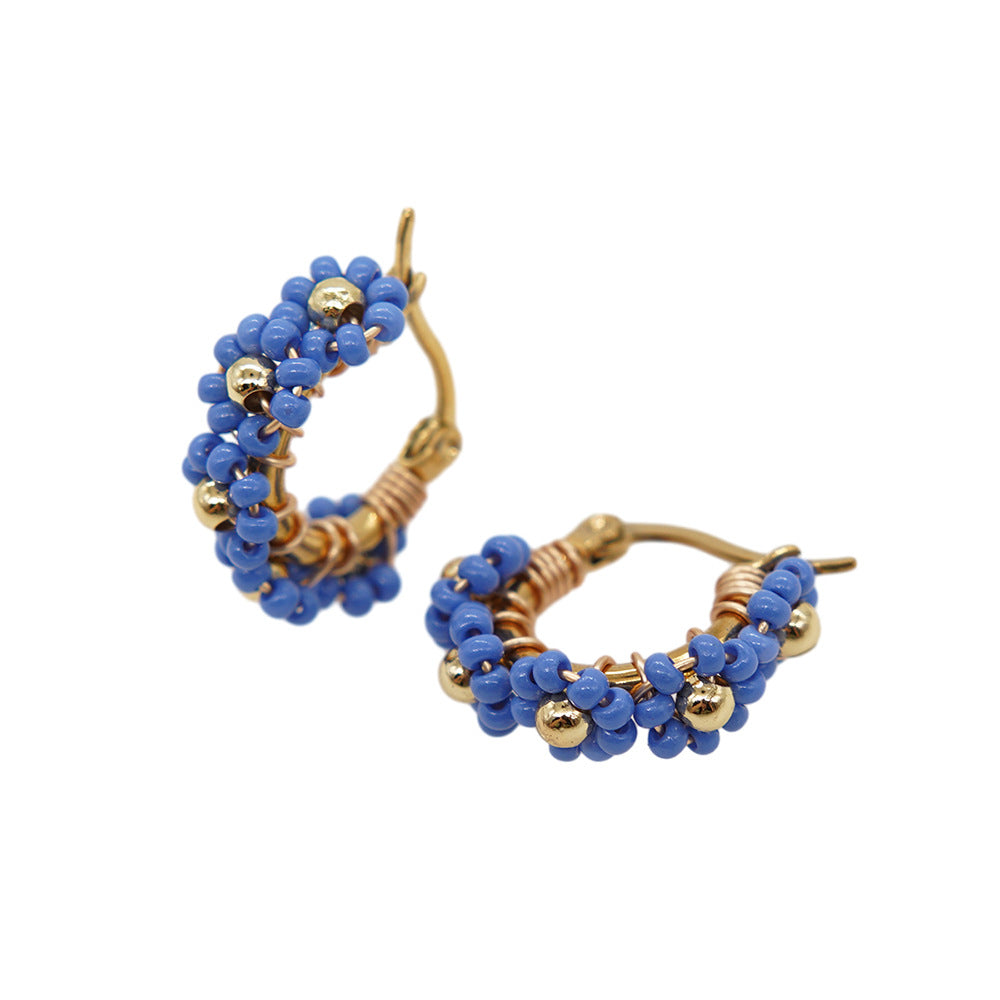 925 Silver Handmade Glass Flower Hoop Earrings